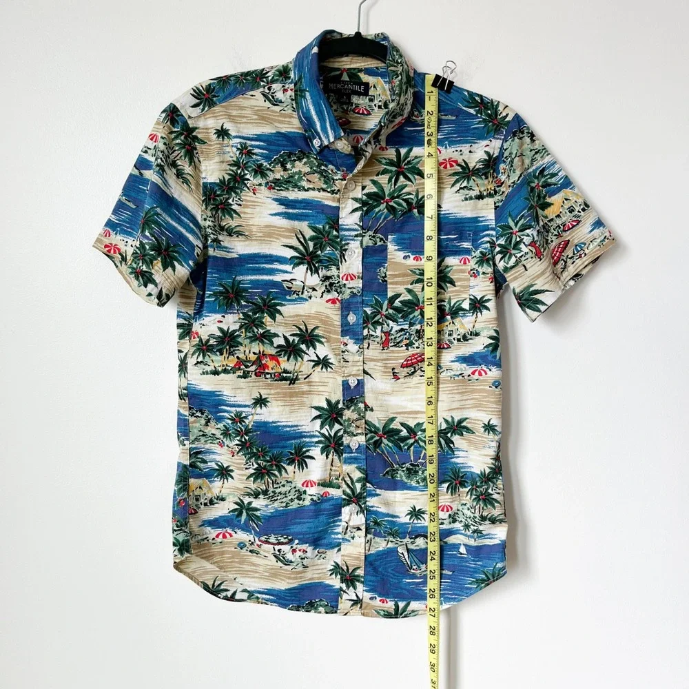 J.Crew Mercantile Flex Short Sleeve Tropical Print Button Up Shirt Mens Small